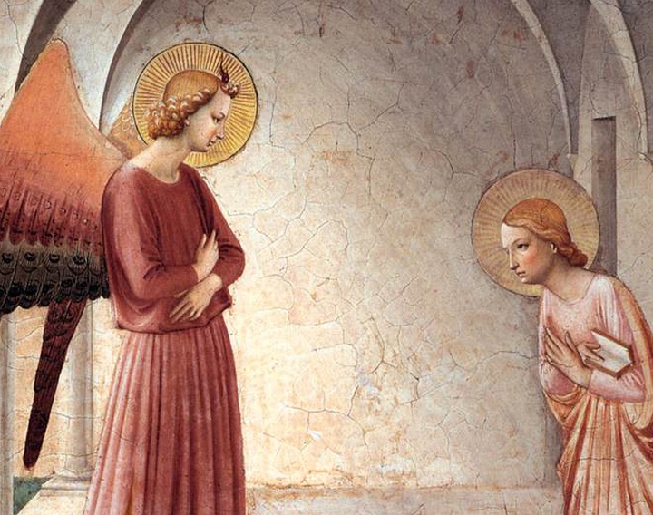 "Annunciation of the Birth of Christ to Mary" mural by Fra Angelico