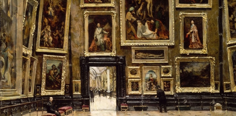 View of the Salon Carre in the Louvre by Alexandre Brun