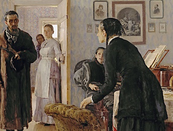 the unexpected return of a man by Repin