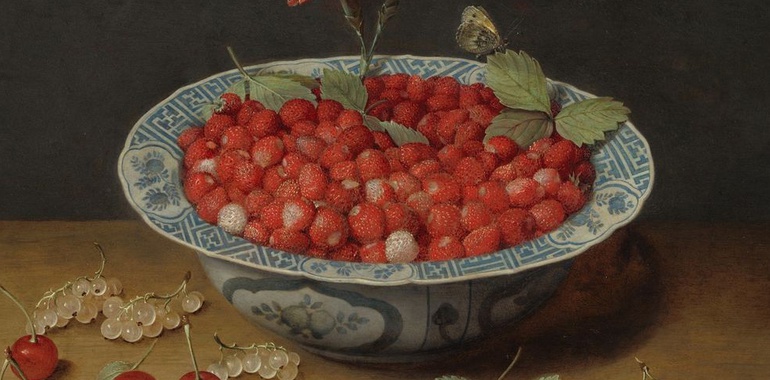 Wild Strawberries and a Carnation in a Wan-Li Bowl