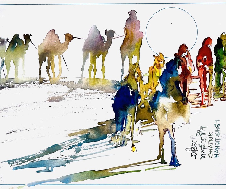 Gallery of Watercolor painting by Manjit Singh Chatrik-India