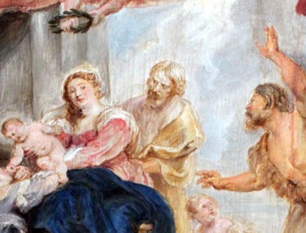 The painting of the Virgin Mary and the Child with Saints by Rubens