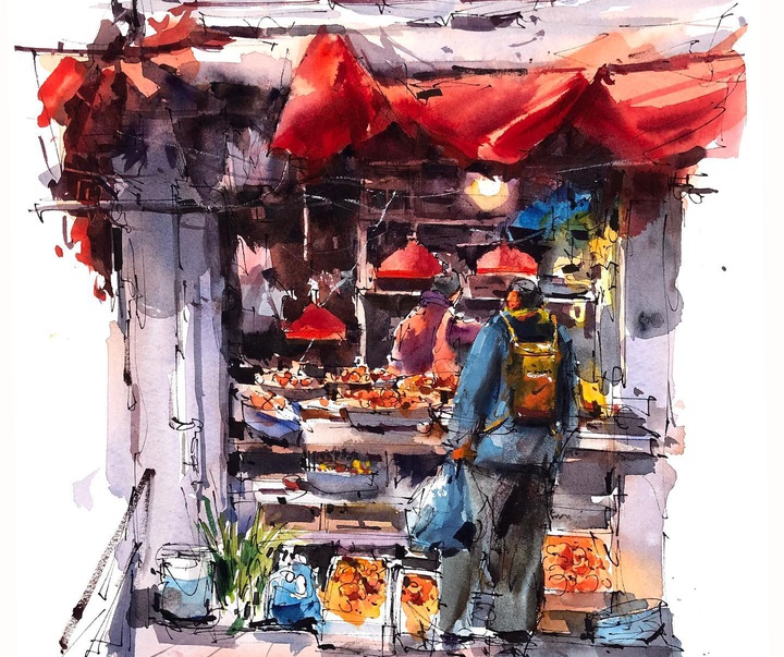 Gallery of Watercolor painting by Zhifang Shi-china