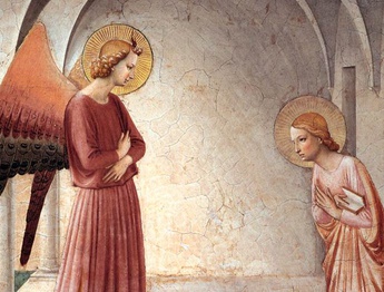 "Annunciation of the Birth of Christ to Mary" mural by Fra Angelico