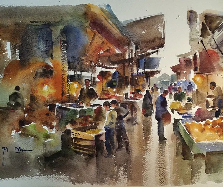 Gallery of Watercolor painting by Mahmood Samandarian- Iran