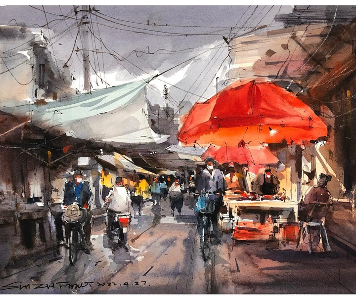 Gallery of Watercolor painting by Zhifang Shi-china