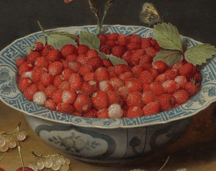 Wild Strawberries and a Carnation in a Wan-Li Bowl