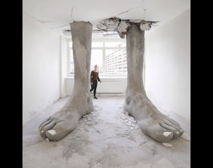 "Ego Erectus" a giant statue of human legs