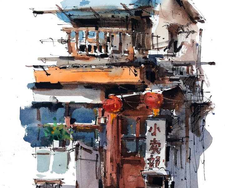 Gallery of Watercolor painting by Zhifang Shi-china