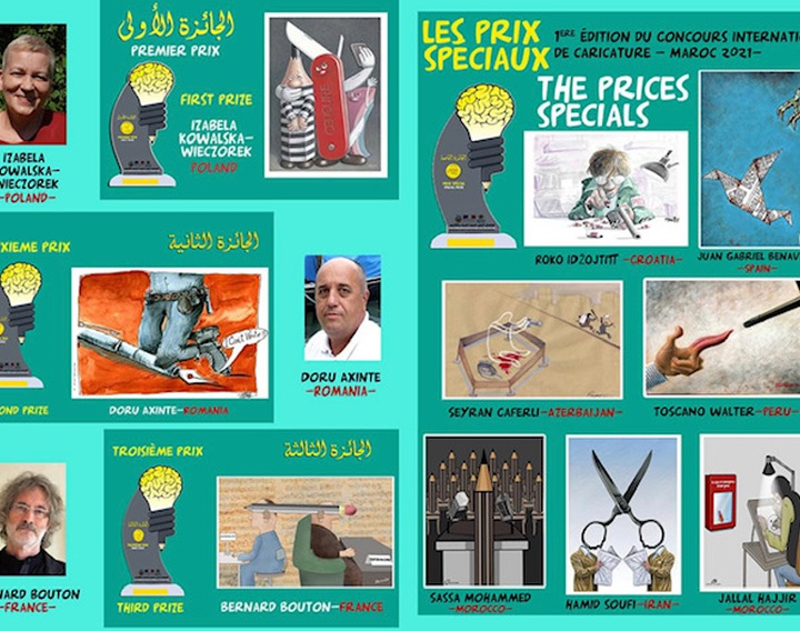 Winners of the 3rd edition of  the drawing festival press and cartoon Morocco 2021