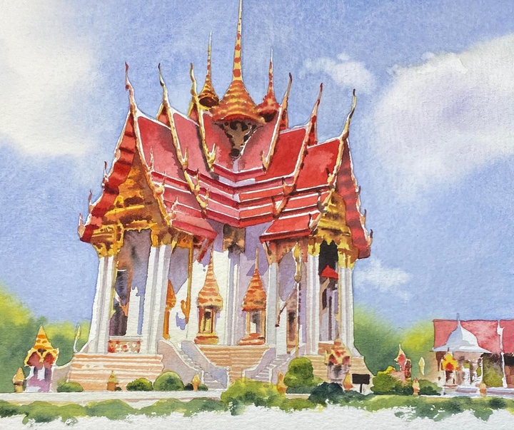 Gallery of Watercolor painting by Kitipong Maksin-Thailand