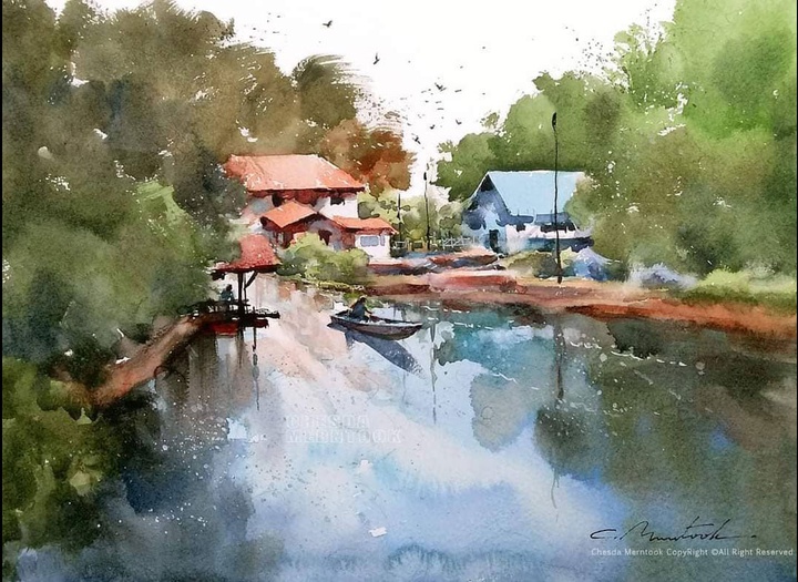 Gallery of Water color Painting by Chesda Merntook-Thailand