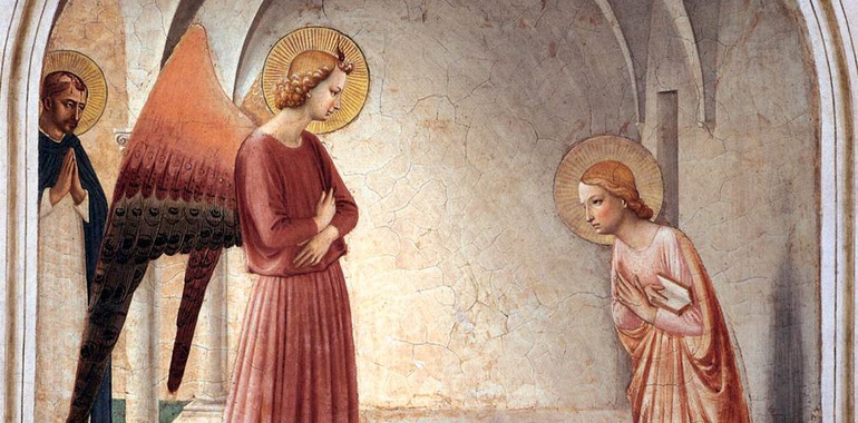 "Annunciation of the Birth of Christ to Mary" mural by Fra Angelico