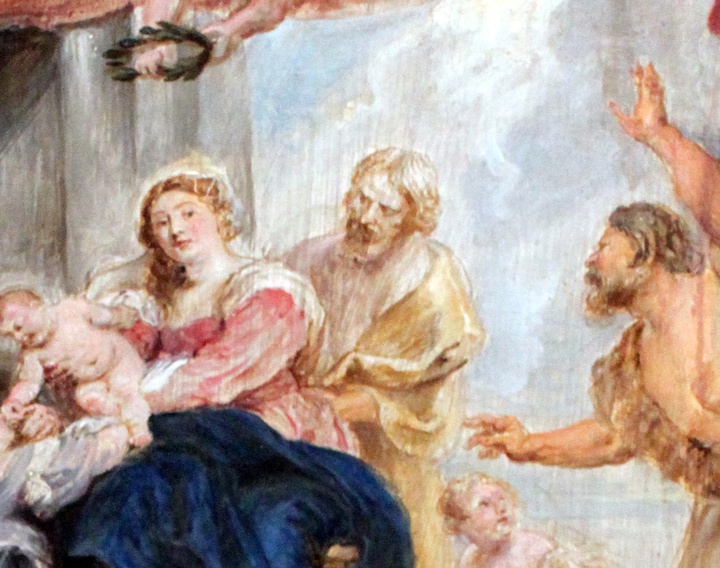 The painting of the Virgin Mary and the Child with Saints by Rubens