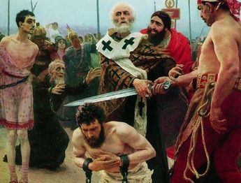 Saint Nicholas of Myra Saves Three Innocents from Death by Ilya Repin