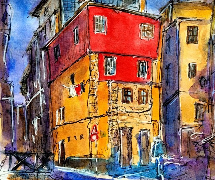 Gallery of  Drawing & Watercolor painting by Bernard Sombret-France