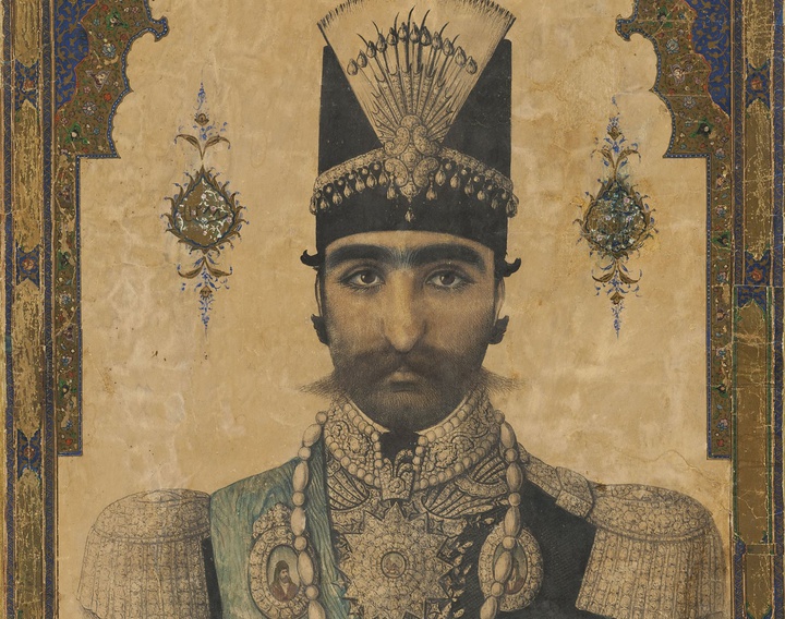 Nasser al-Din Shah, attributed to Master Mohammad Hassan Afshar, about 1850 Tersaei, watercolor