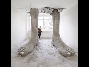 "Ego Erectus" a giant statue of human legs