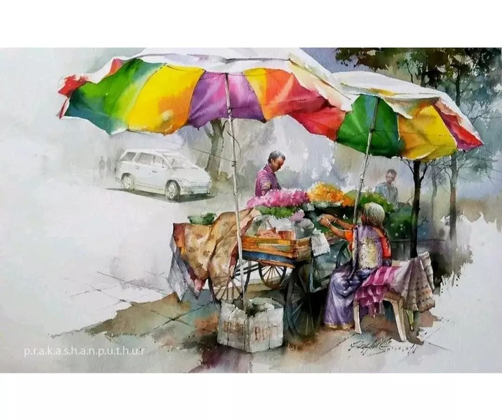 Gallery of Watercolor painting by Prakashan Puthur-India