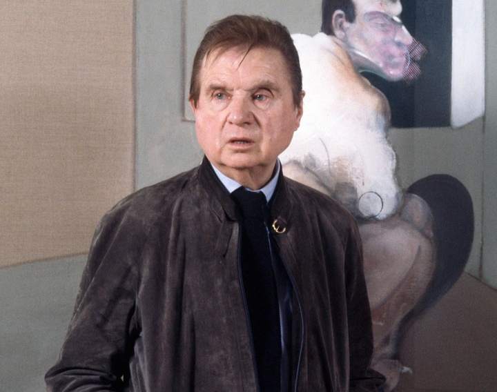 Francis Bacon with ‘Study for a Portrait of John Edwards’, c.1985