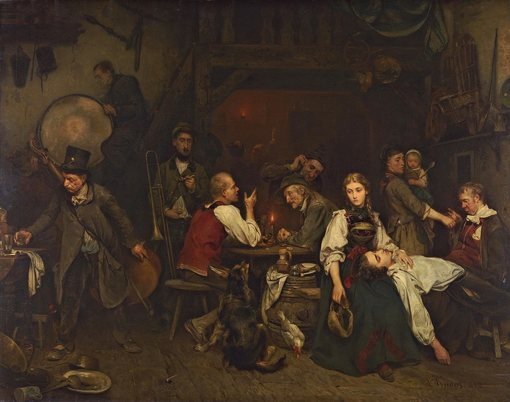 The morning after the festival, by Ludwig Knaus