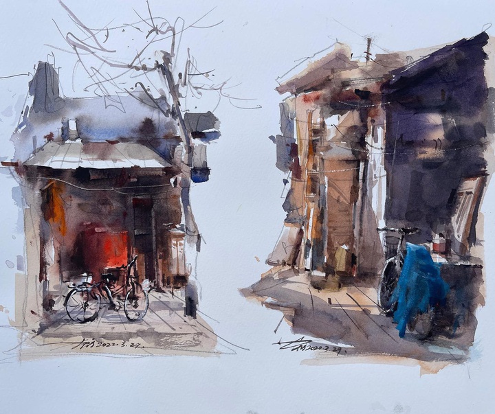 Gallery of Watercolor painting by Zhifang Shi-china