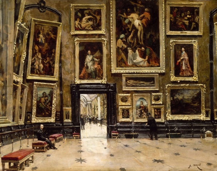 View of the Salon Carre in the Louvre by Alexandre Brun