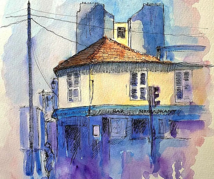 Gallery of  Drawing & Watercolor painting by Bernard Sombret-France