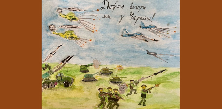 کودکان اوکراینی برای تسکین ترومای روانی به نقاشی پناه آوردند