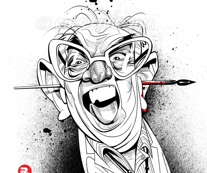 ralph steadman caricature funny sketch drawing portrait russ coo