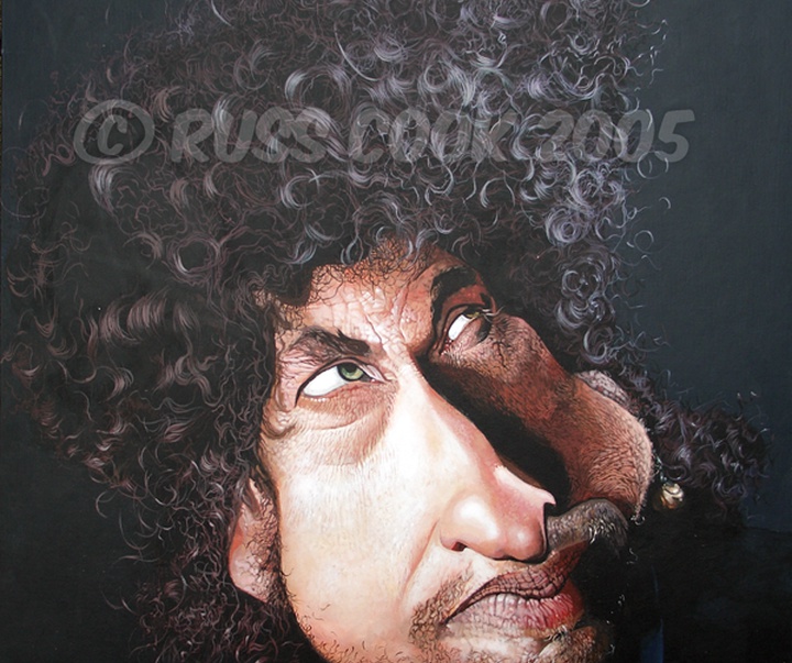 bob dylan caricature russ cook painting acrylic drawing sketch p