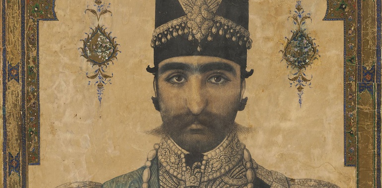 ناصرالدین شاه، منسوب به استاد محمد حسن افشار، حدود ۱۸۵۰ ترسایی، آبرنگ