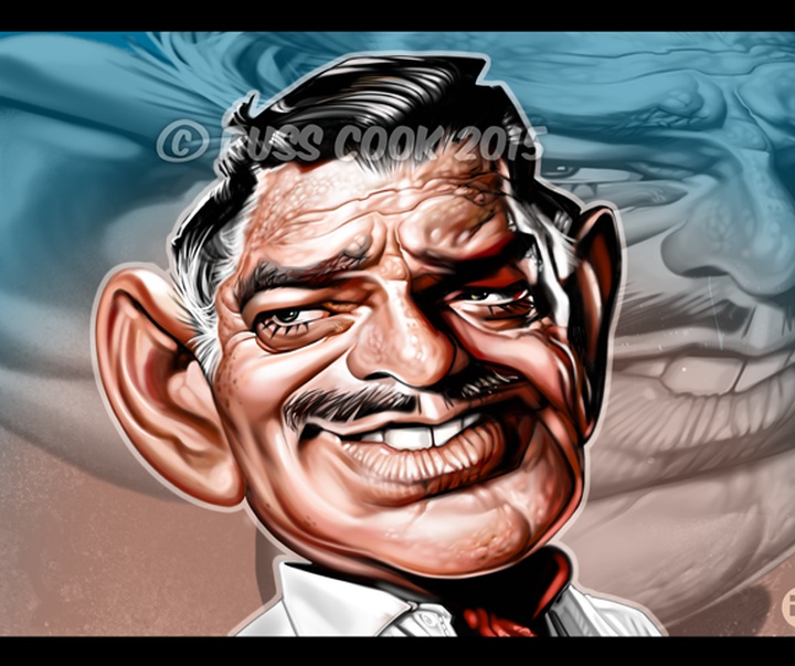 clarke gable russ cook caricature digital airbrush art cartoon h