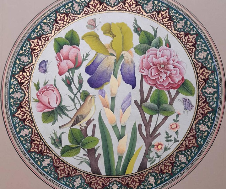 گالری آثار گل و مرغ و تذهیب حمیده زارع دار از ایران