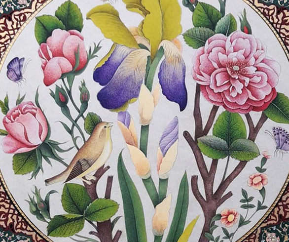 گالری آثار گل و مرغ و تذهیب حمیده زارع دار از ایران