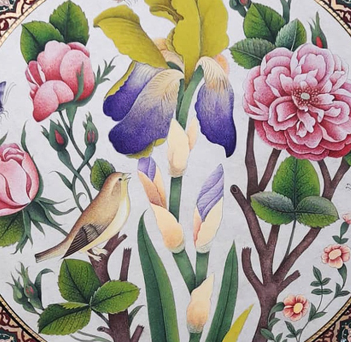 گالری آثار گل و مرغ و تذهیب حمیده زارع دار از ایران