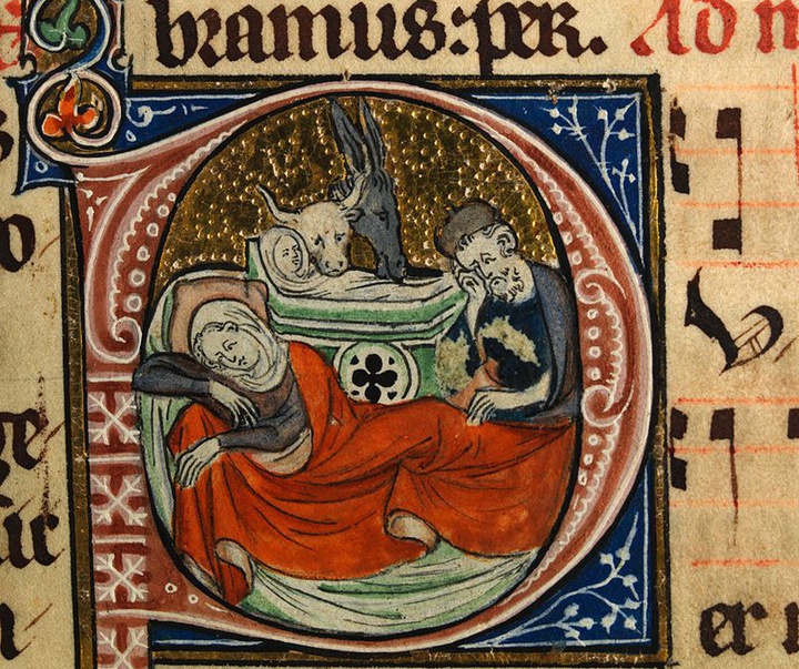 the nativity depicted in an english liturgical manuscript