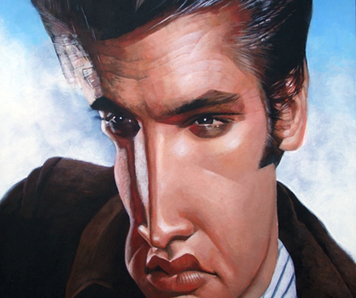 elvis presley caricature russ cook painting acrylic drawing sket