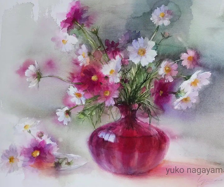 گالری نقاشی های آبرنگ یوکو ناگایاما از ژاپن