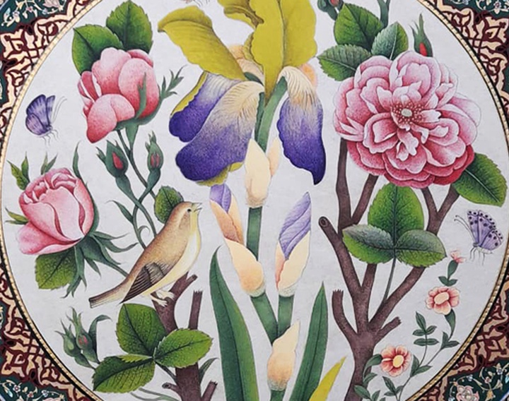 گالری آثار گل و مرغ و تذهیب حمیده زارع دار از ایران