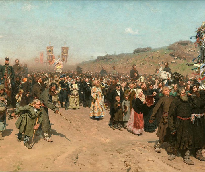 ilya repin religious procession in kursk province