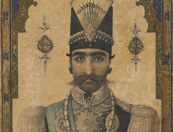 ناصرالدین شاه، منسوب به استاد محمد حسن افشار، حدود ۱۸۵۰ ترسایی، آبرنگ