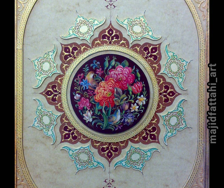 گالری آثار نگارگری و گل و مرغ مجید فتاحی از ایران