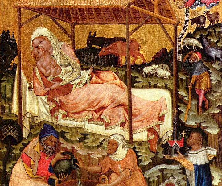 medieval miniature of the nativity