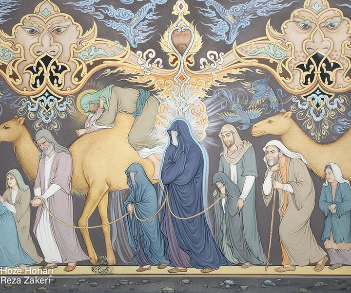 گالری سومین و چهارمین مجلس «روضه بهشت» با آثار خوشنویسی و نگارگری