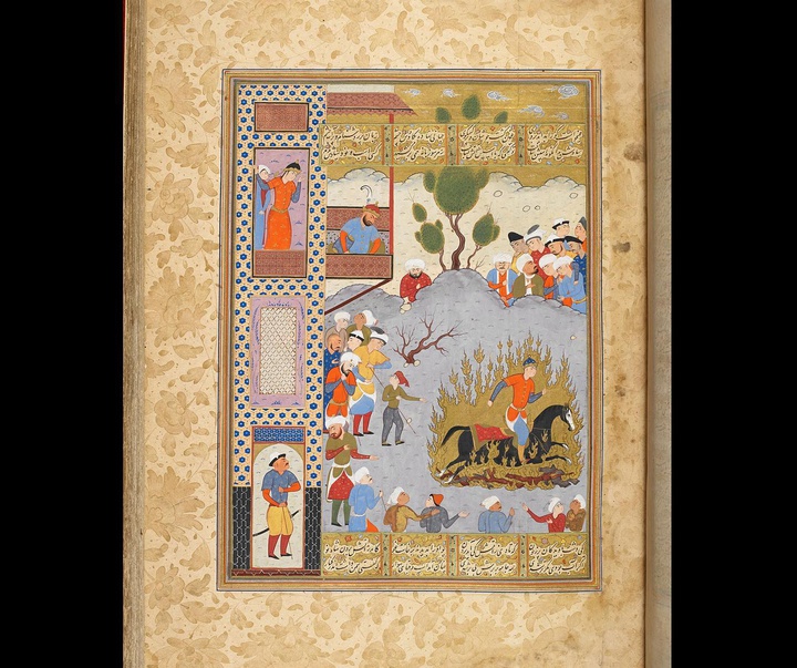 an illustrated leaf from a manuscript of firdausis shahnamathe