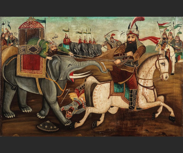 bbrustam and the khaqan of chin in combat unknown artist