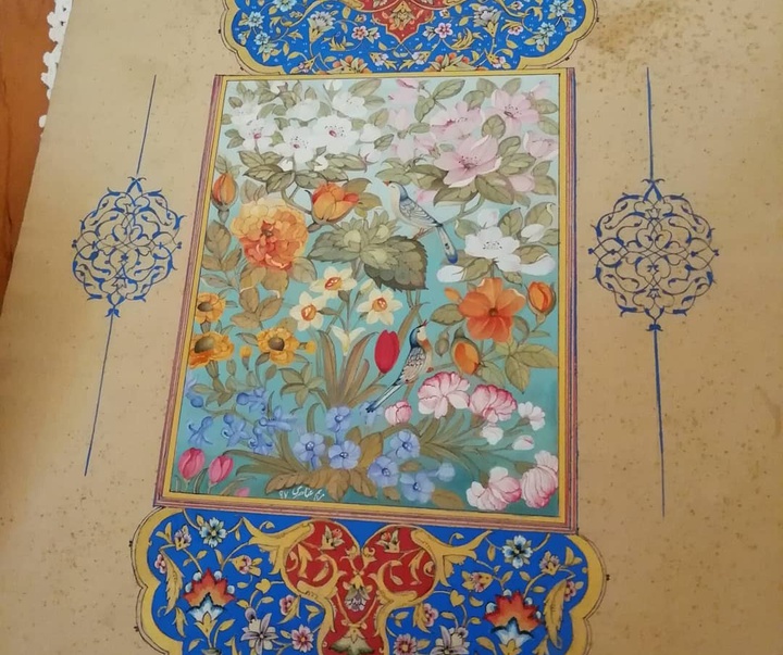 گالری آثار تذهیب و گل و مرغ مریم عناصری از ایران