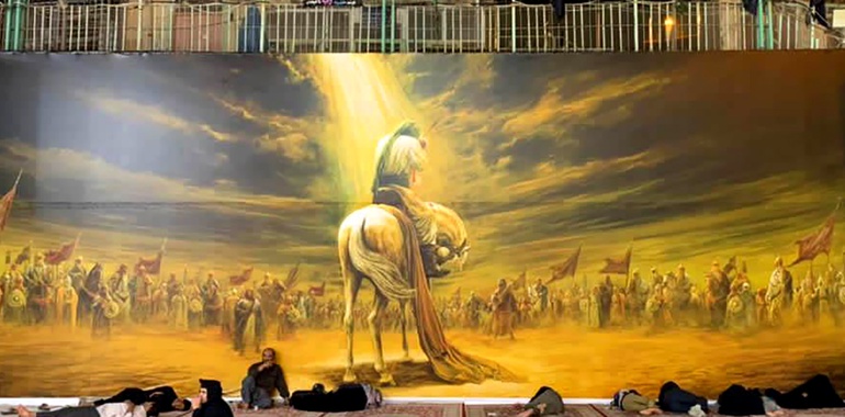 نقش «مسیح عاشورا» روی دیوار حرم امام شیعیان