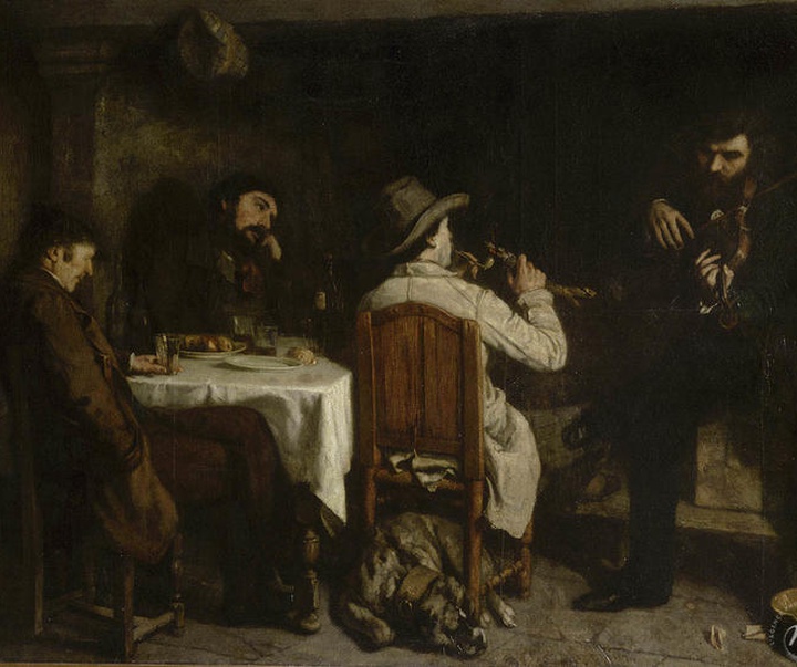 after dinner in ornans gustav courbet